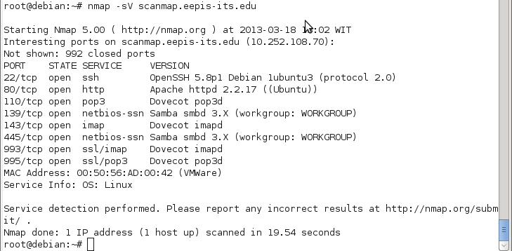 Hasil perintah nmap –sV ke scanmap.eepis-its.edu