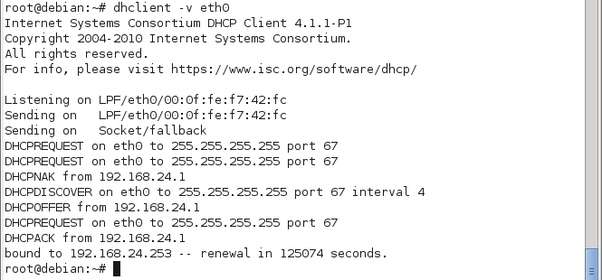 Hasil assign IP DHCP dari mikrotik