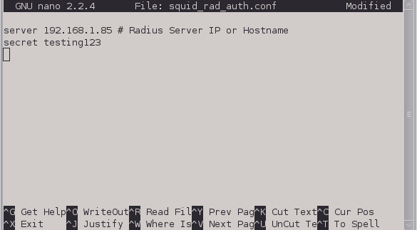 Hasil memasukan konfigurasi berikut ke file squid_rad_auth.conf
